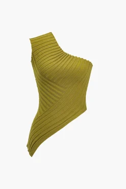 Solid Knit Asymmetrical Tank Top