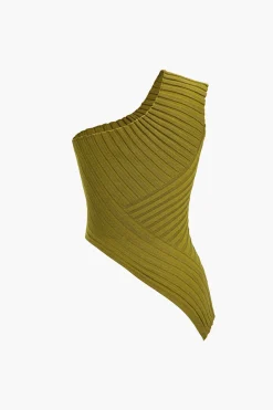 Solid Knit Asymmetrical Tank Top