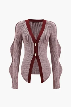 Solid Knit Button Cardigan