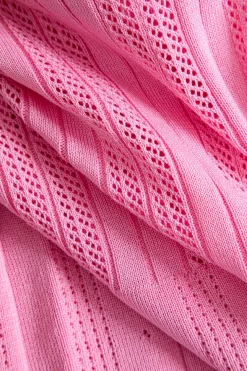 Solid Knit Button Round Neck Short Sleeve Dress