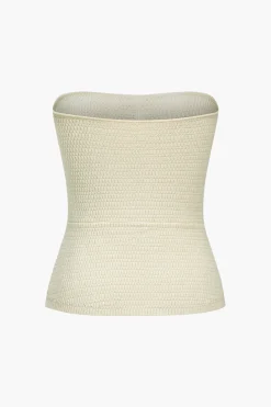 Solid Knit Button Sweater Tube Top