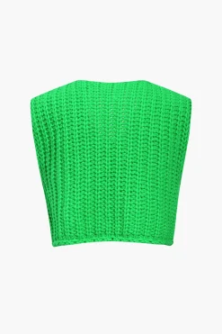Solid Knit Button Up Vest