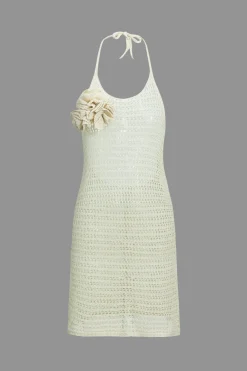Solid Knit Cut Out Backless Tie-Up Dress