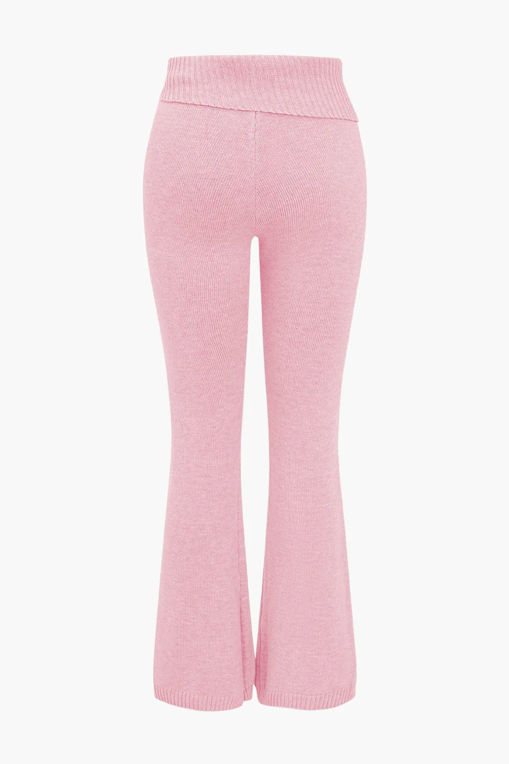 Solid Knit Hooded Top And Asymmetrical Pants Set