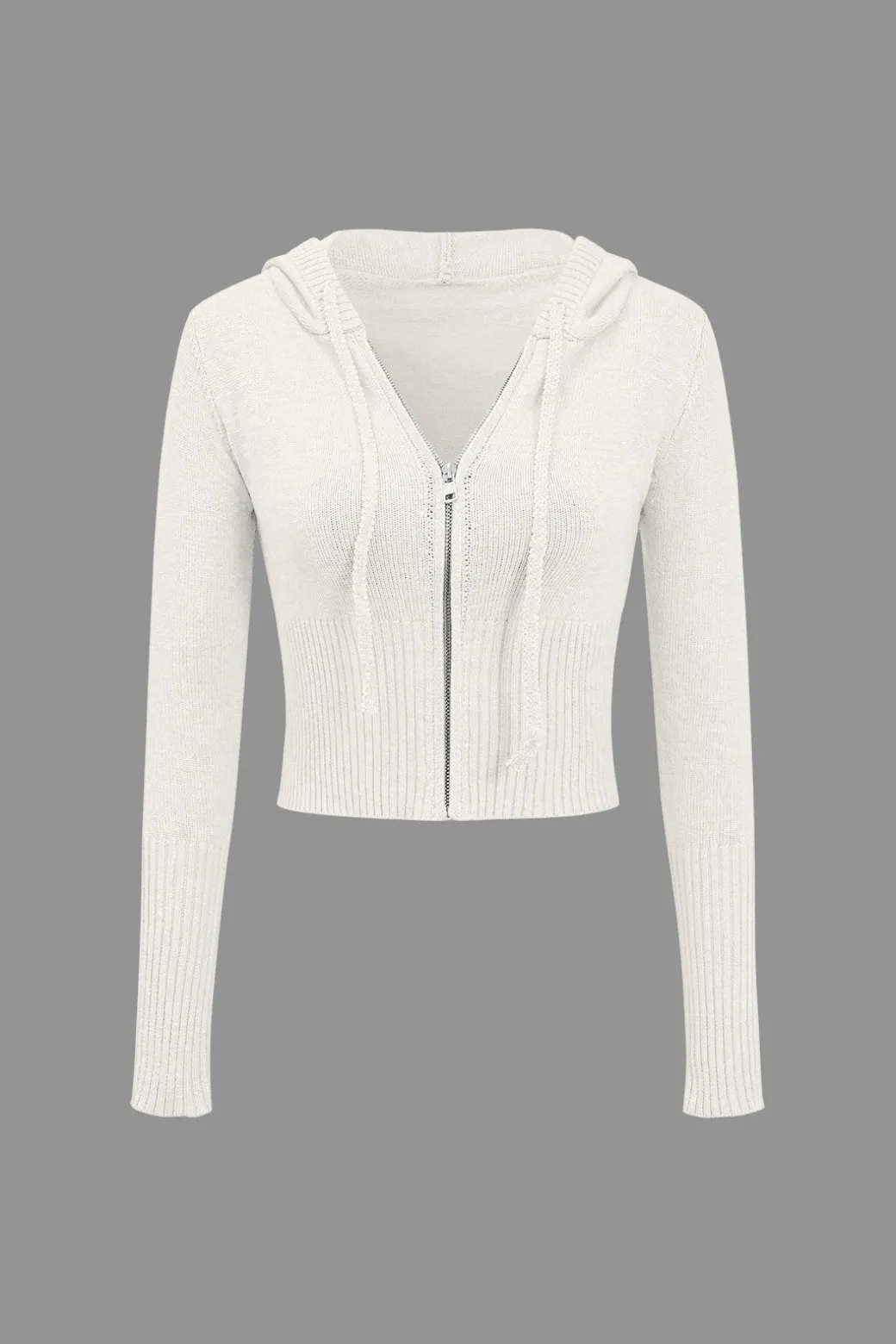 Solid Knit Hooded Top And Asymmetrical Pants Set
