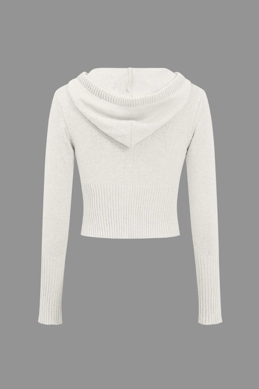 Solid Knit Hooded Top And Asymmetrical Pants Set