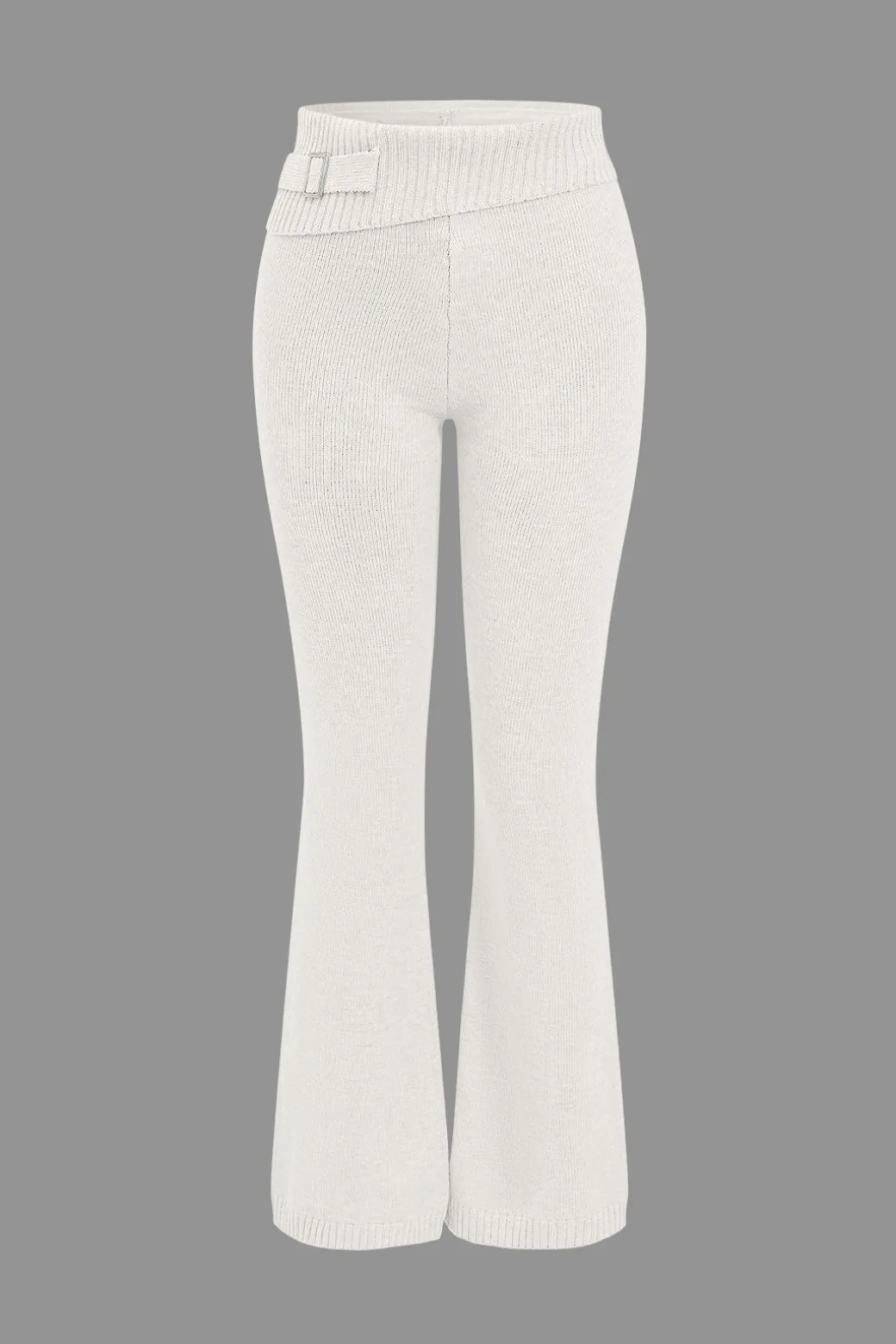 Solid Knit Hooded Top And Asymmetrical Pants Set