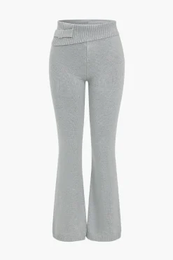 Solid Knit Hooded Top And Asymmetrical Pants Set