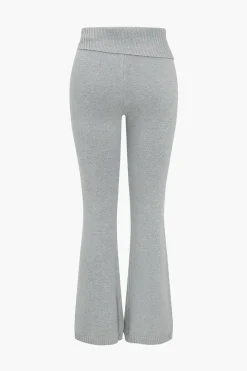 Solid Knit Hooded Top And Asymmetrical Pants Set