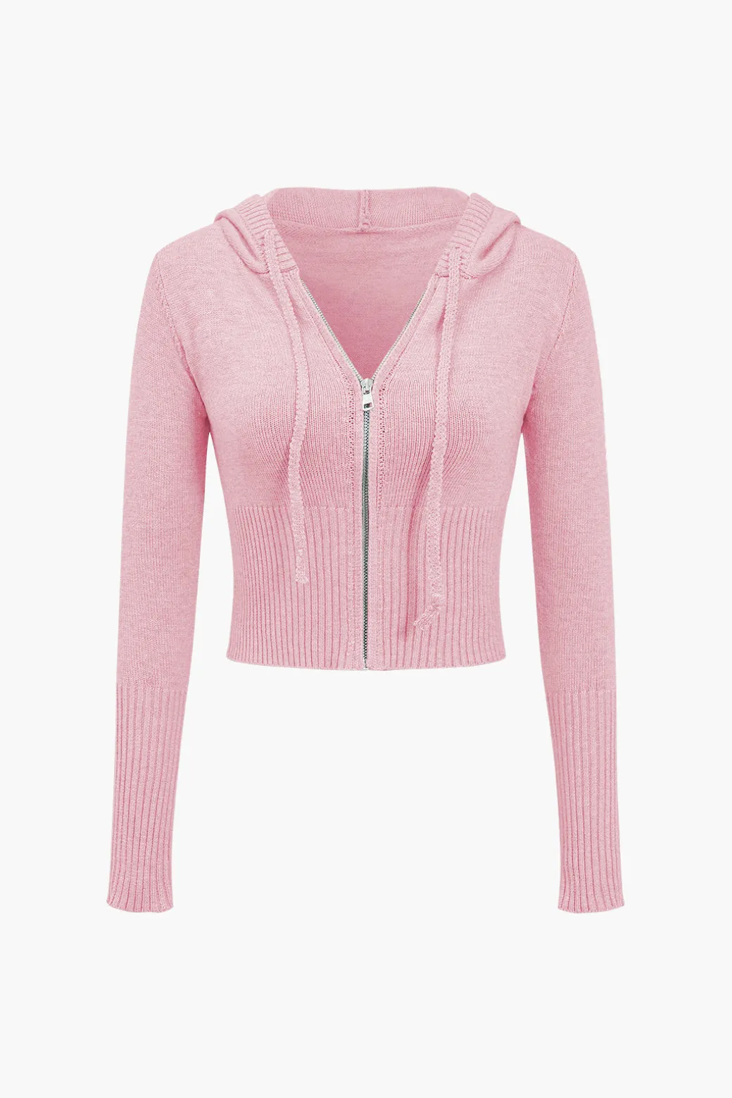 Solid Knit Hooded Top And Asymmetrical Pants Set