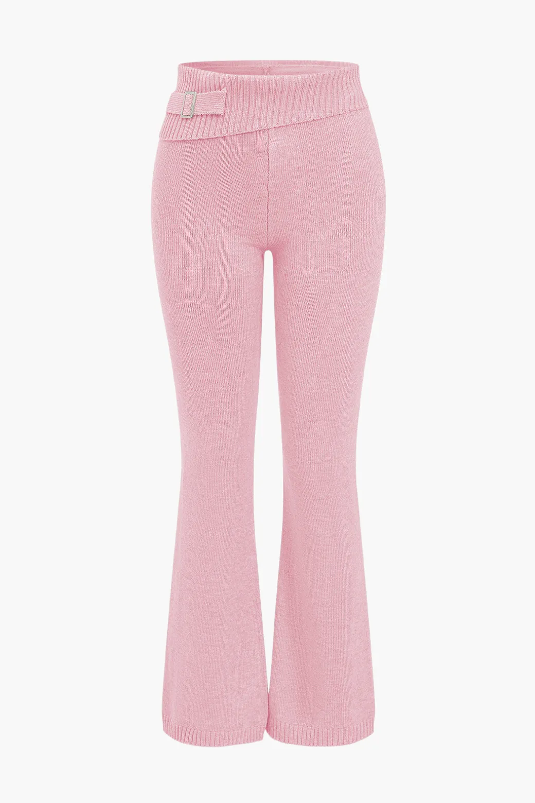 Solid Knit Hooded Top And Asymmetrical Pants Set