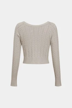 Solid Knit Long Sleeve Top And Slit Skirt Set