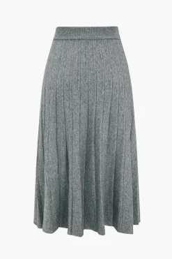 Solid Knit Pleated High Waist Skirt