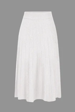 Solid Knit Pleated High Waist Skirt