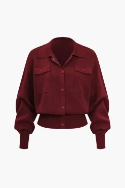 Solid Knit Pocket Cardigan