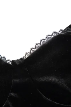 Solid Lace Velvet Backless Mini Dress