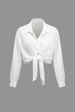 Solid Long-Sleeve Shirt And Ruffle Short Set