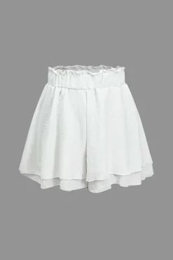 Solid Long-Sleeve Shirt And Ruffle Short Set