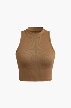 Solid Mock Neck Tank Top