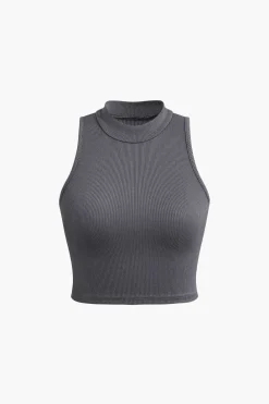 Solid Mock Neck Tank Top