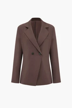 Solid Notched Lapel Button Blazer