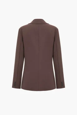 Solid Notched Lapel Button Blazer
