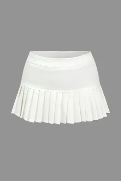 Solid Pleated Mini Skirt