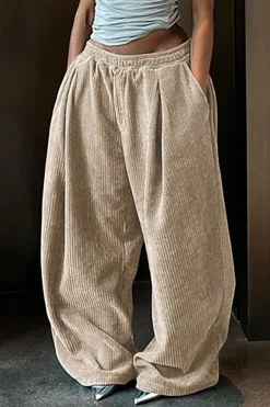 Solid Pleated Wide Leg Pants