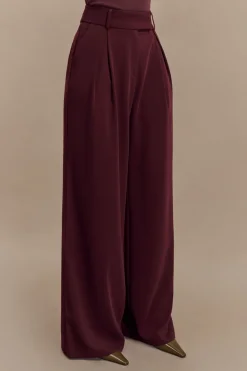 Solid Pleated Wide Leg Trousers