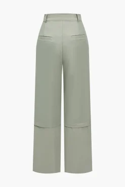 Solid Pocket And Zipper Detail Trouser Set