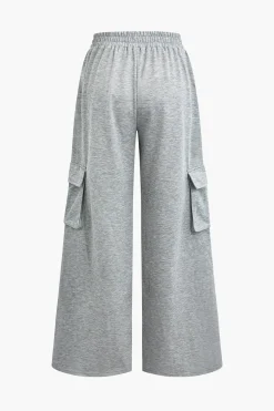 Solid Pocket High-Waisted Trousers