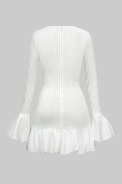 Solid Puff Bell Sleeve Mini Dress