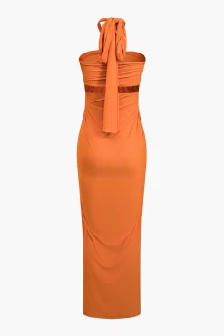 Solid Reversible Asymmetrical Tie-Up Maxi Dress