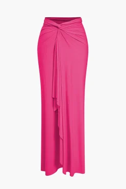 Solid Reversible Asymmetrical Tie-Up Maxi Dress