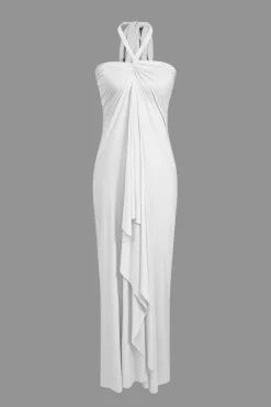 Solid Reversible Asymmetrical Tie-Up Maxi Dress