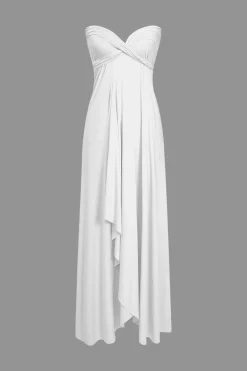 Solid Reversible Asymmetrical Tie-Up Maxi Dress