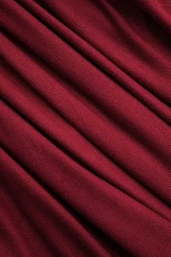 Solid Ruched Backless V-neck Midi Dress