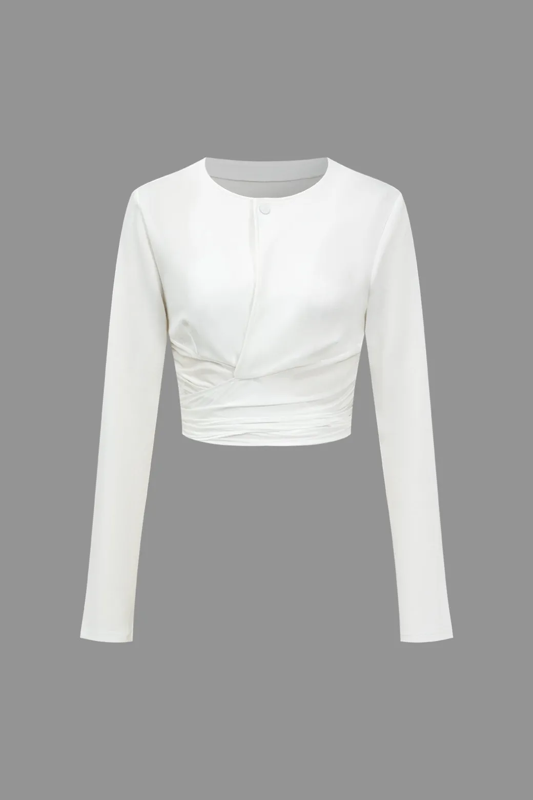 Solid Ruched Long Sleeve Top