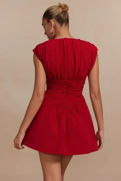 Solid Ruched Mini Dress