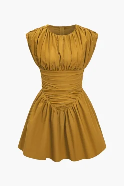 Solid Ruched Mini Dress