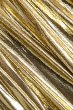Solid Ruched Shiny Maxi Dress
