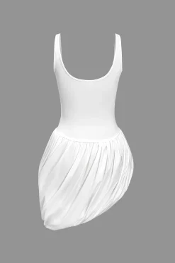 Solid Ruched Slit Tank Mini Dress