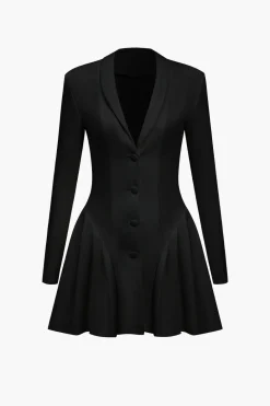 Solid Ruched V Neckline Mini Dress