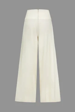 Solid Ruched Wide Leg Trousers