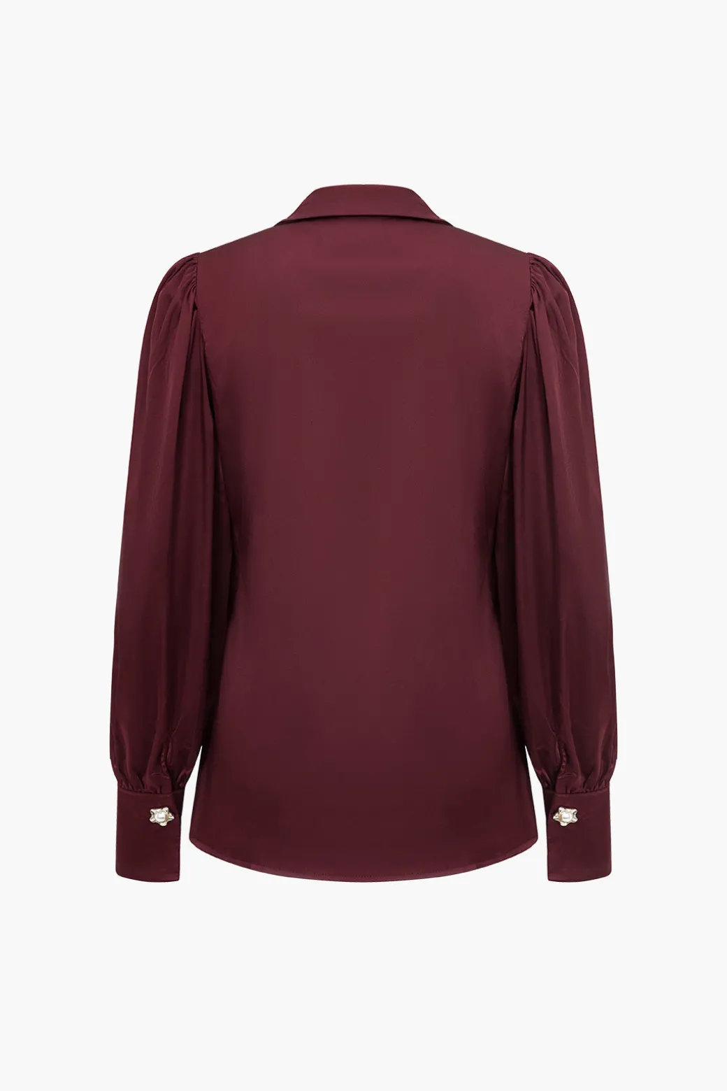 Solid Satin Button Long-Sleeve Shirt