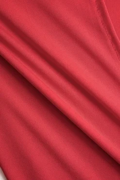 Solid Satin Off Shoulder Slit Maxi Dress