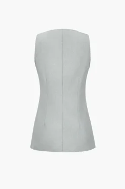 Solid Sleeveless Suit Vest And Pants Set
