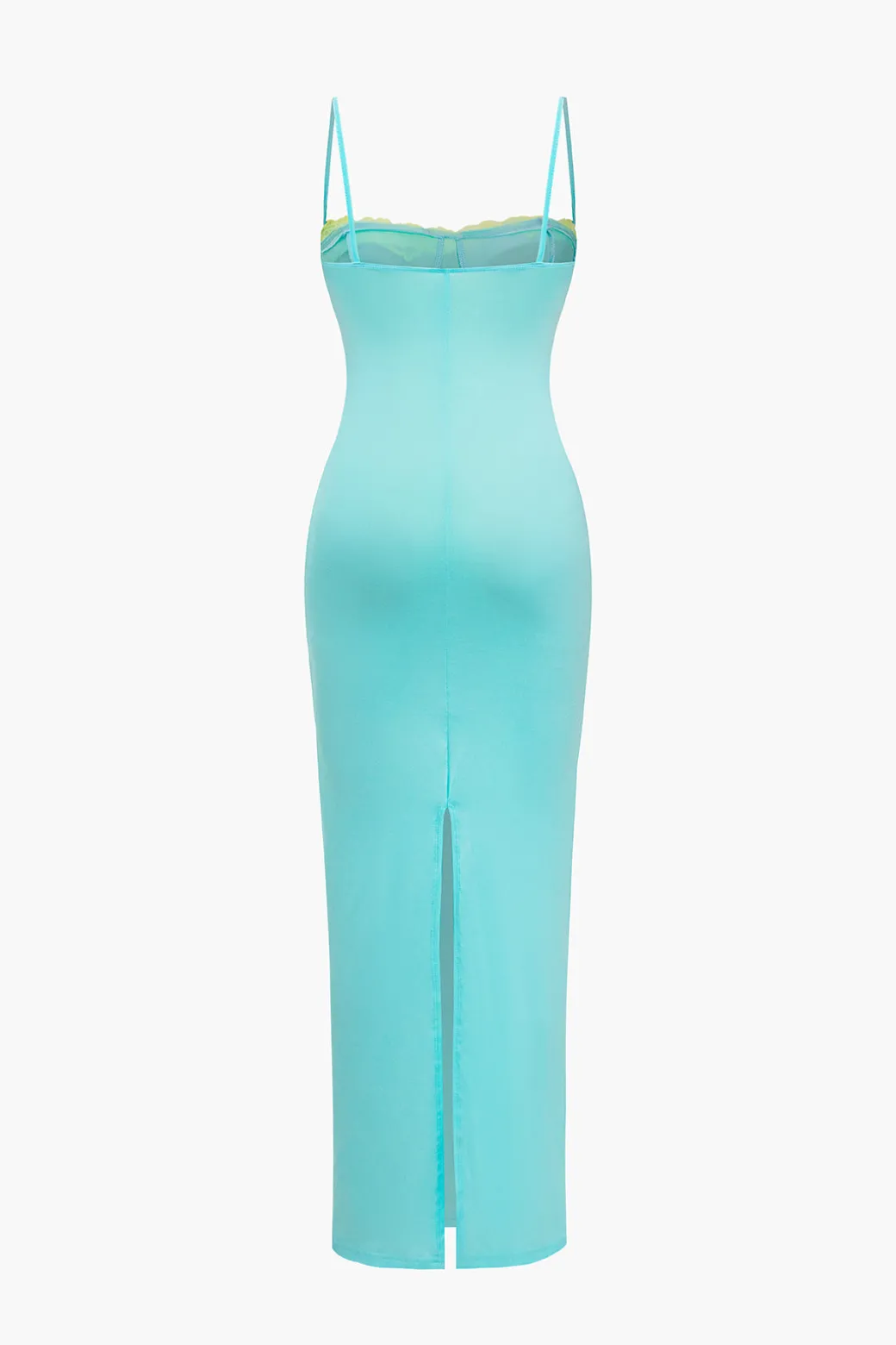 Solid Slit Color Block Bustier Maxi Dress
