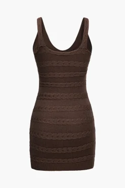 Solid Sweater Cable Knit Bodycon Mini Dress