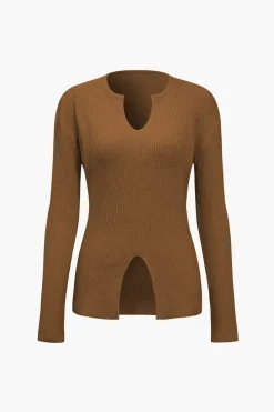 Solid Sweater Cut Out Top And Skirt Set